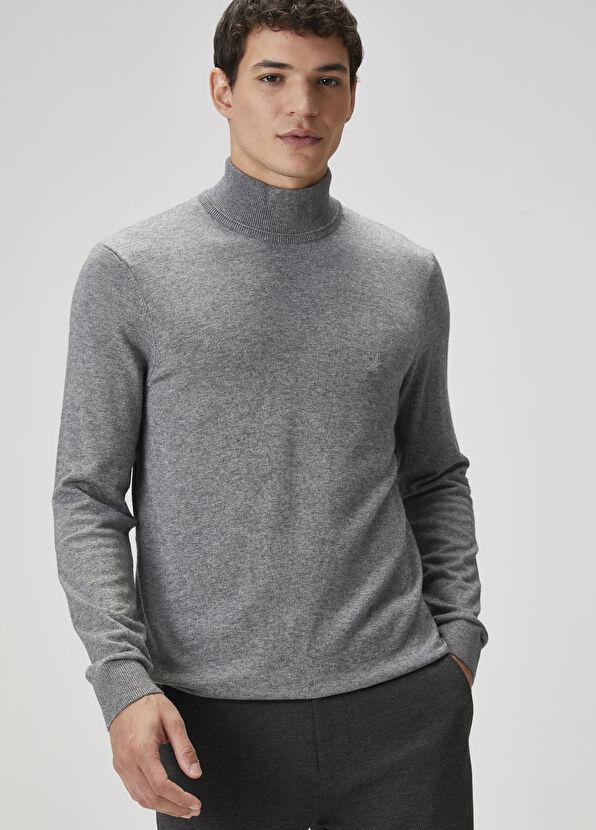 Beymen Club Gri Melanj Yarım Balıkçı Yaka Kazak - 2