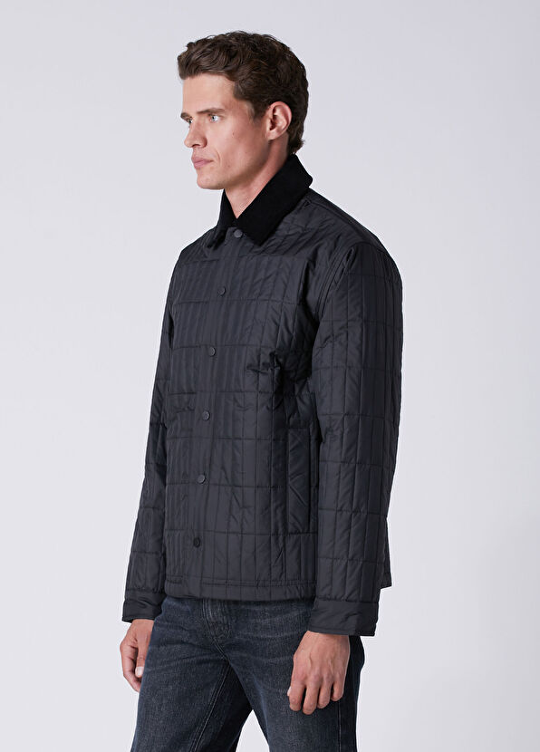 Beymen Club Black Collar Velvet Insert Quilted Thin Coat - 4