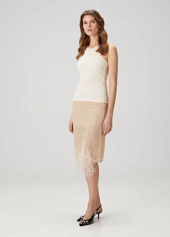 The Attico Krem İşlemeli Midi Kokteyl Elbise - 2