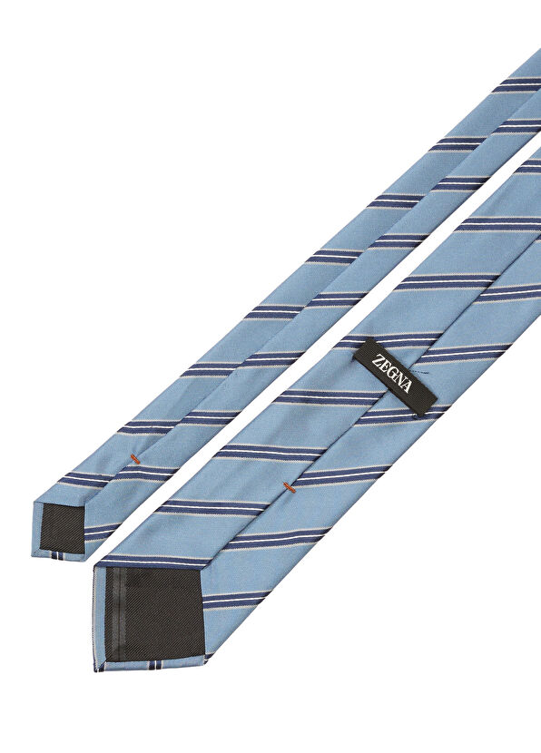 Zegna Mavi İpek Kravat - 2