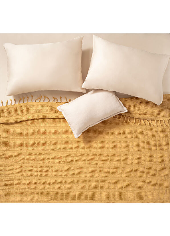 Zsa Zsa Zsu Solid Sarı Tencel Pamuk King Size Pike 240 x 220 cm - 2