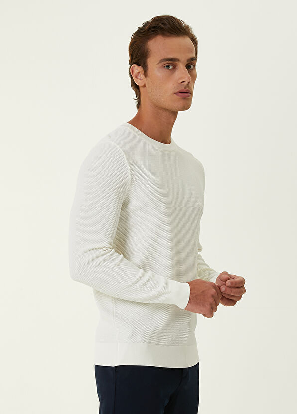 Beymen Club Beyaz Petek Örgü Dokulu Kazak - 3