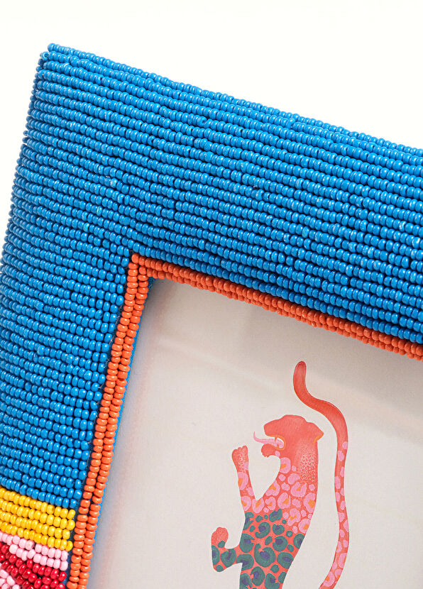 Zsa Zsa Zsu Dadrı Glass Colored Bead Wooden Frame 21 x 17 cm - 3