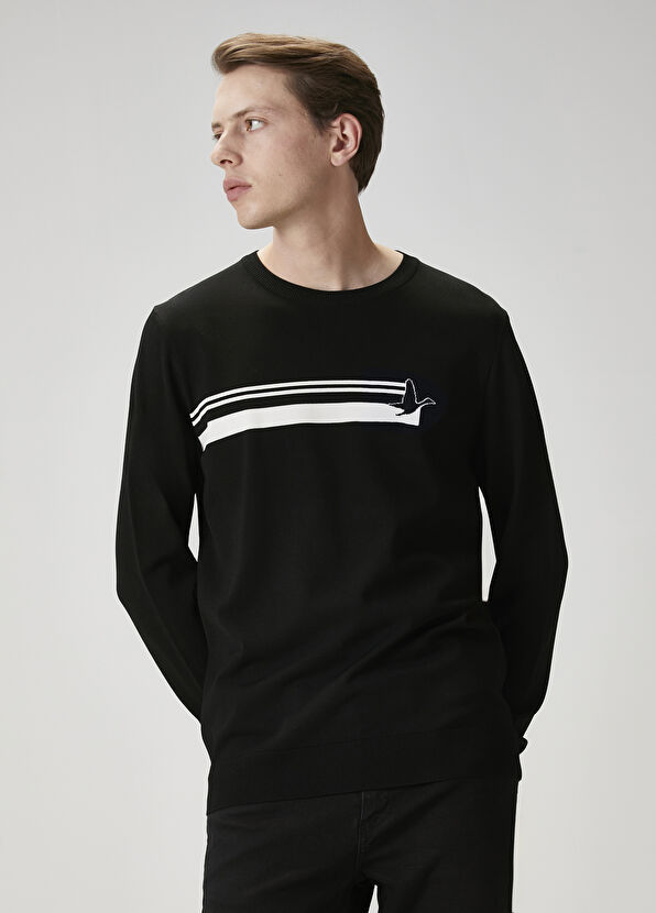 Beymen Club Black Logo Jacquard Sweater - 1