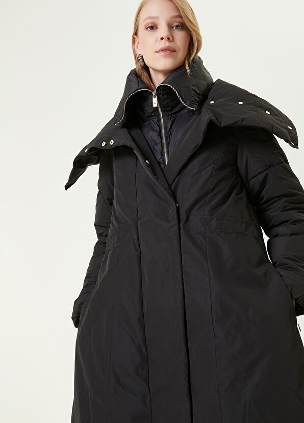 Beymen Club Siyah Yaka Detaylı Uzun Puff Kaban - 2