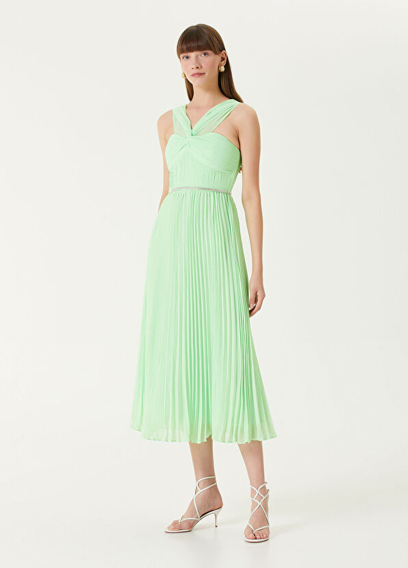 Self Portrait Yeşil Taşlı Kemerli Midi Kokteyl Elbise - 2