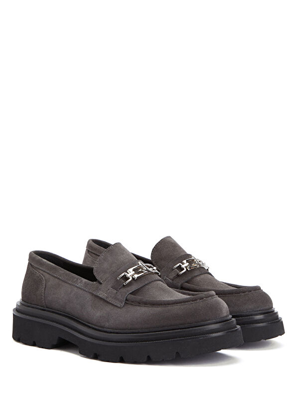 Beymen Club Anthracite Chain Detail Women's Suede Loafer - 2