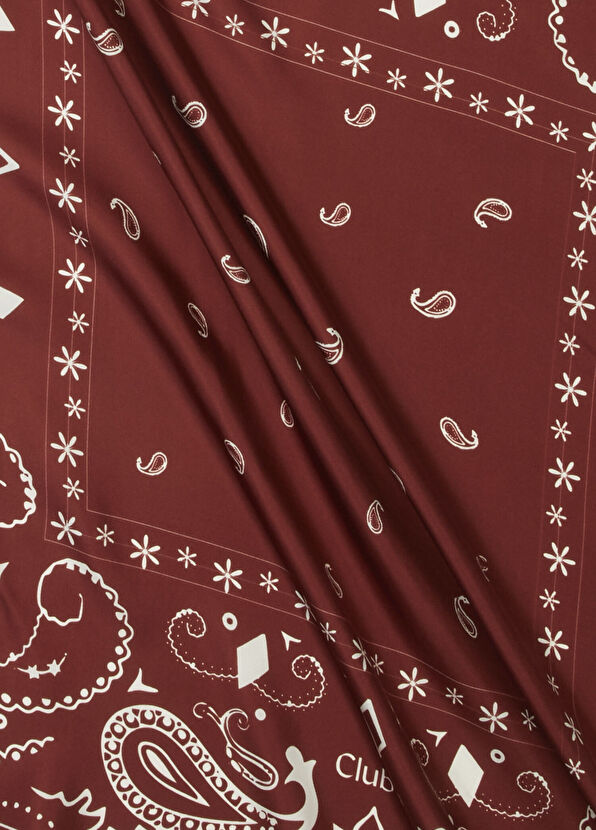 Beymen Club Bordo Şal Desenli İpek Eşarp - 2