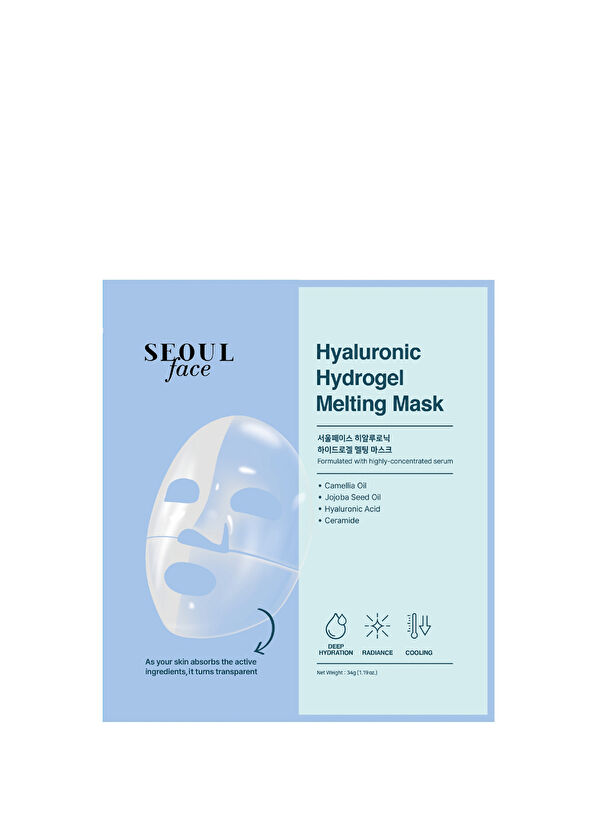 Dermal Seoulface Hyalüronik Asit Hydrojel Şeffaflaşan 2 Adet Eriyen Kağıt Yüz Maskesi 34 gr  - 1