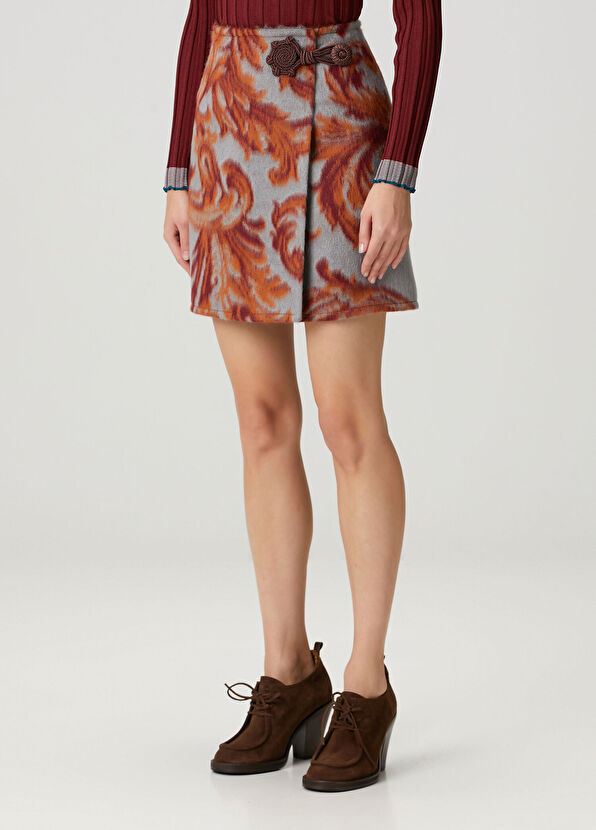 Etro Şal Desenli Mini Yün Etek - 2