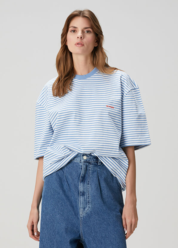 Sunnei Mavi Çizgili T-shirt - 1