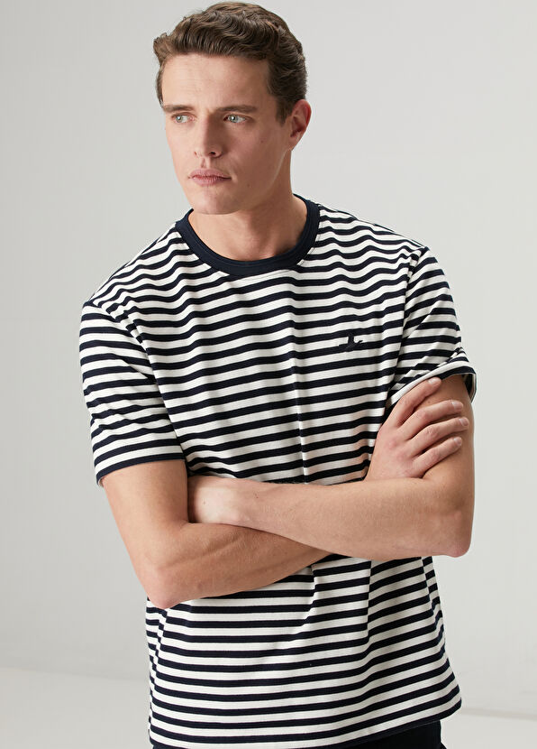 Beymen Club Lacivert Beyaz Çizgi Desenli T-shirt - 2
