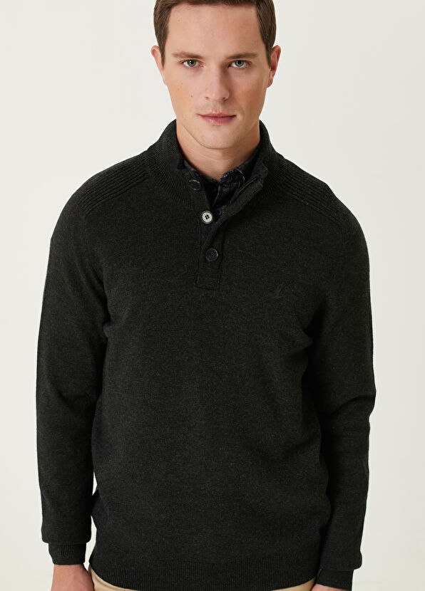 Beymen Club Anthracite Collar Buttons Sweater - 2