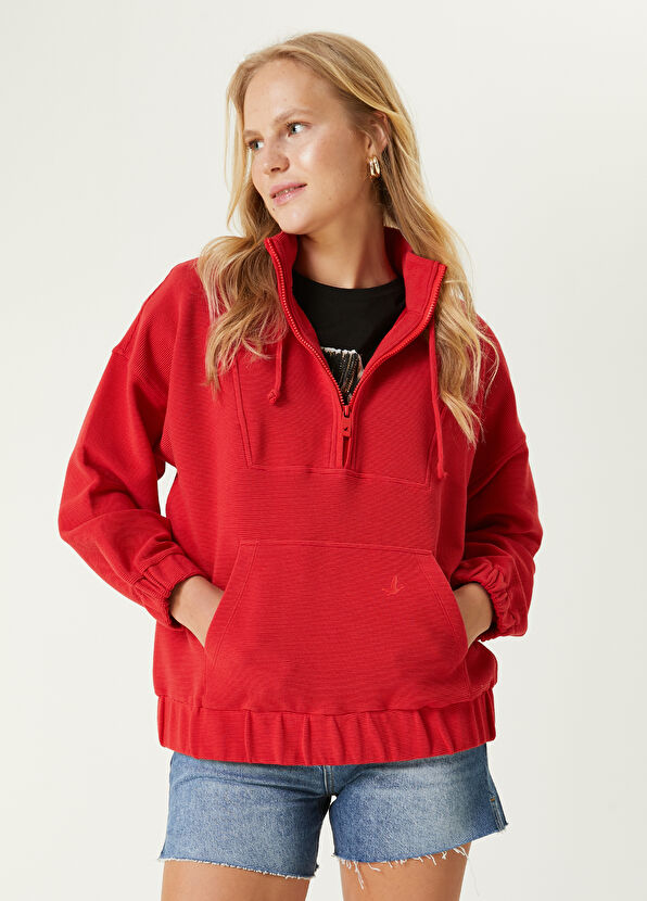 Beymen Club Kırmızı Ottoman Dokulu Sweatshirt - 1