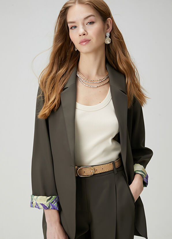 Beymen Club Khaki Palm Print Blazer - 1