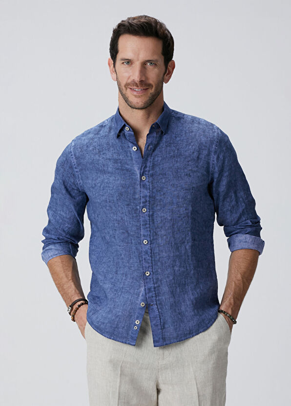 Network Lacivert Keten Gömlek - 2