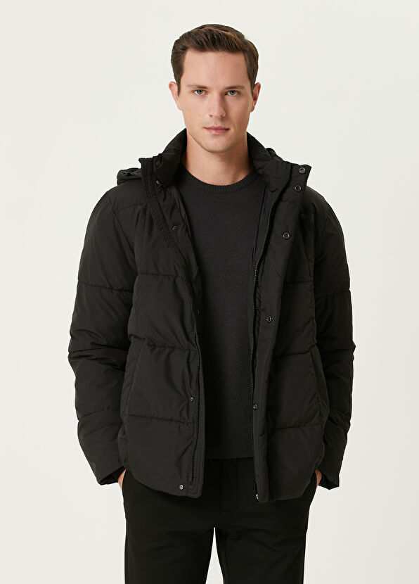 Beymen Club Siyah Kapüşonlu Kapitoneli Mont - 1