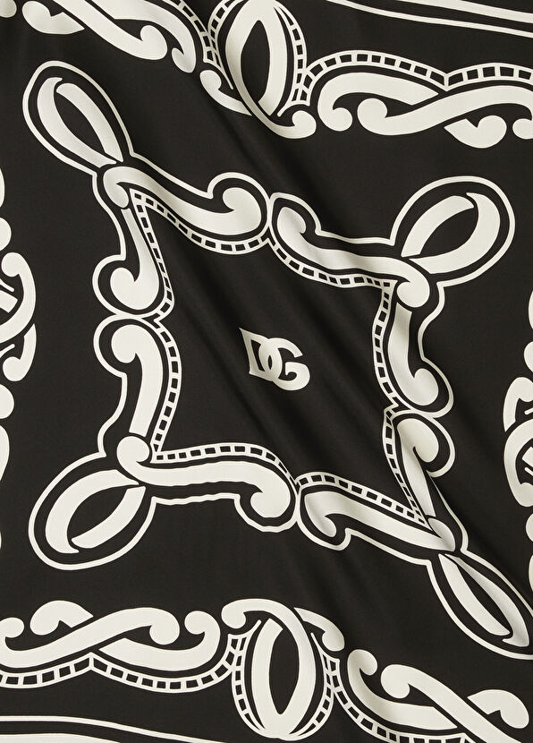 Dolce&Gabbana Siyah Beyaz İpek Poşet Mendil - 2