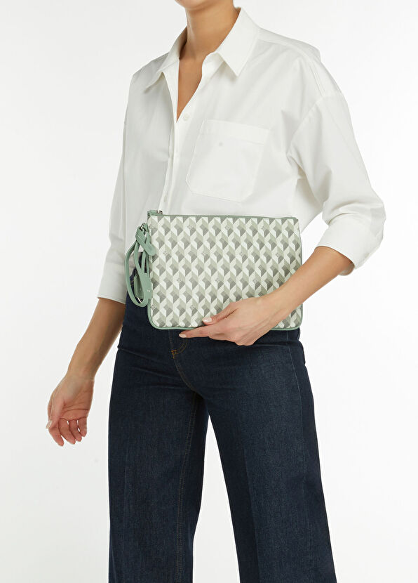 Monogram Açık Yeşil Kadın El Portföyü - Görsel 3