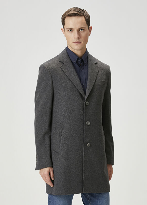 Beymen Club Gri Yün Kaşe Palto - 1