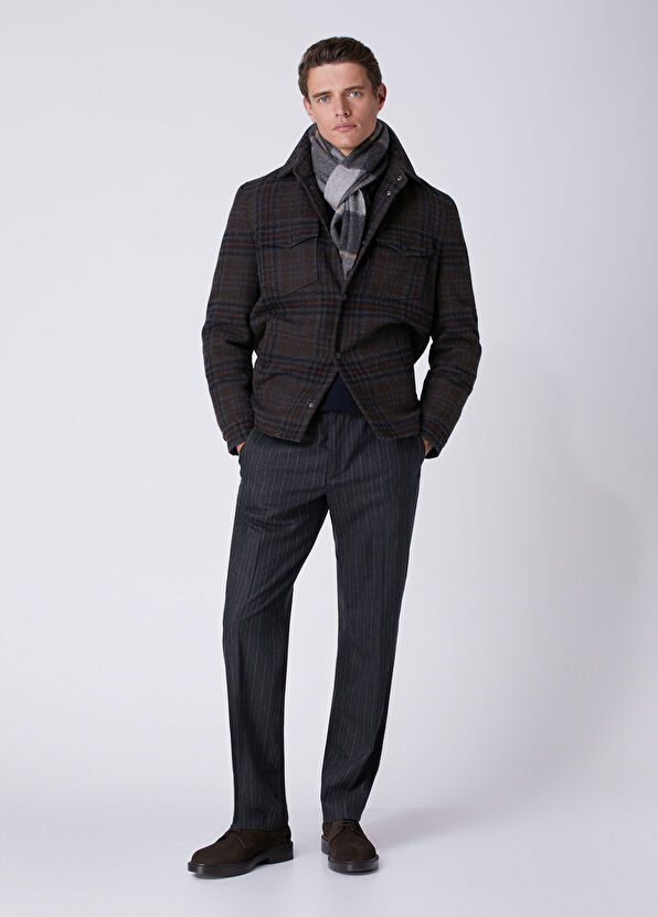 Beymen Club Anthracite Stripe Patterned Wool Pants - 1