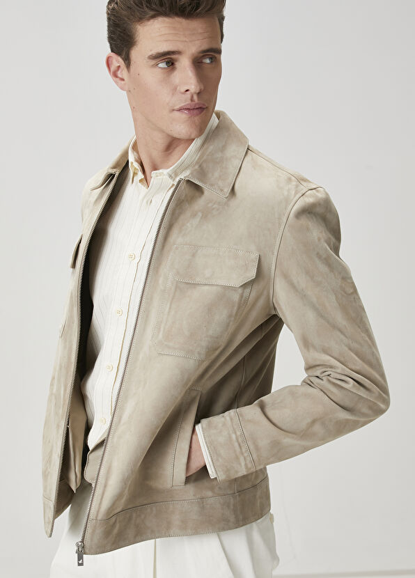 Beymen Club Beige Leather Jacket - 2