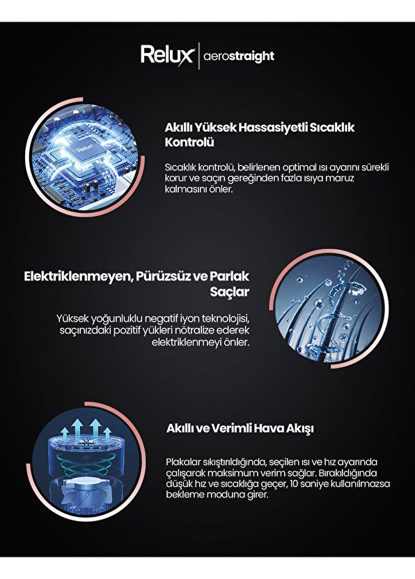 Relux RHS9000P Aerostraight Pembe Havalı Saç Düzleştirici - 3