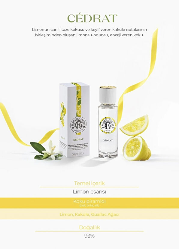 Roger&Gallet Cédrat Doğal Limon ve Kakule Özlü Turunçgil Eau de Toilette 30 ml Kadın Parfüm - 2