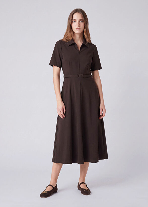 Beymen Club Dark Brown Midi Dress - 1