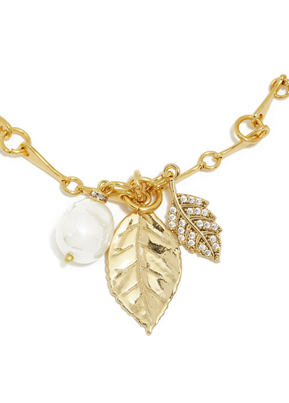 Beymen Club Gold Leaf Detailed Women's Long Necklace - 2