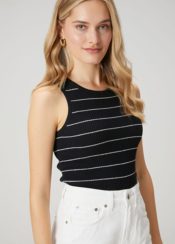Beymen Club Navy Blue White Striped Knit Tank Top - 2