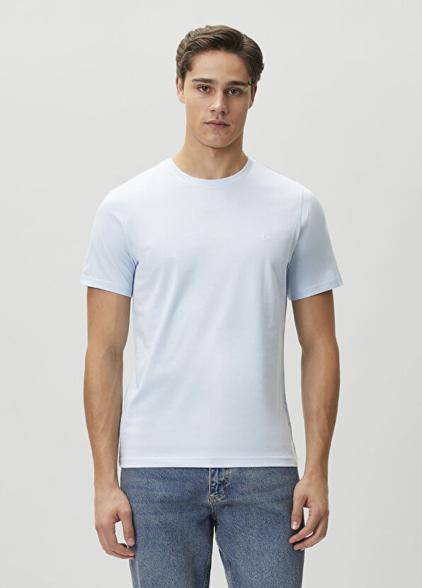 Beymen Club Açık Mavi Logo Nakışlı Basic T-shirt - 2