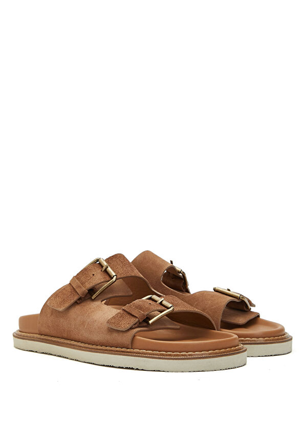 Beymen Club Tobacco Double Strap Men's Suede Slippers - 2