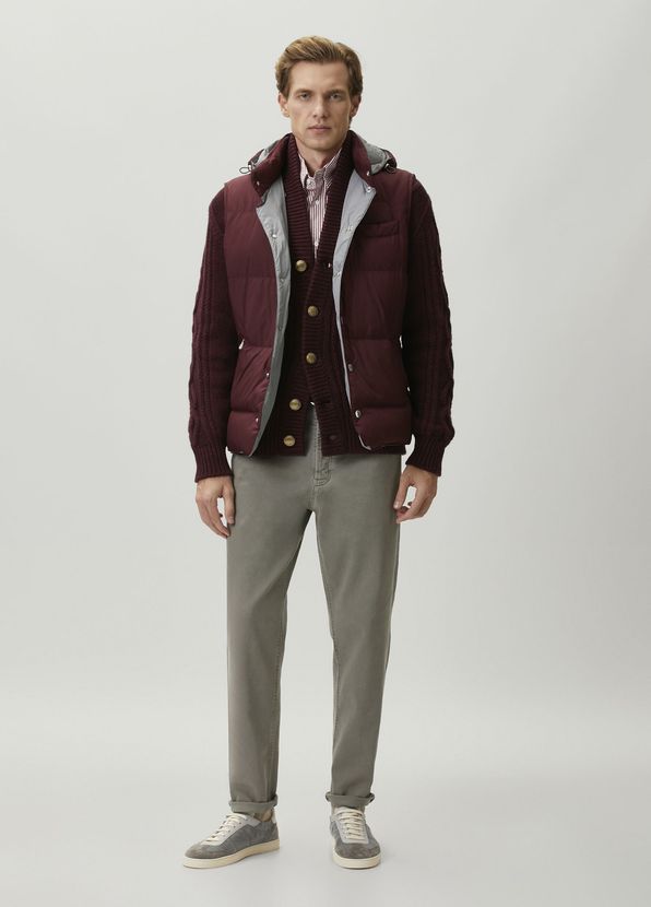 Brunello Cucinelli Burgundy Hooded Puff Vest - 2