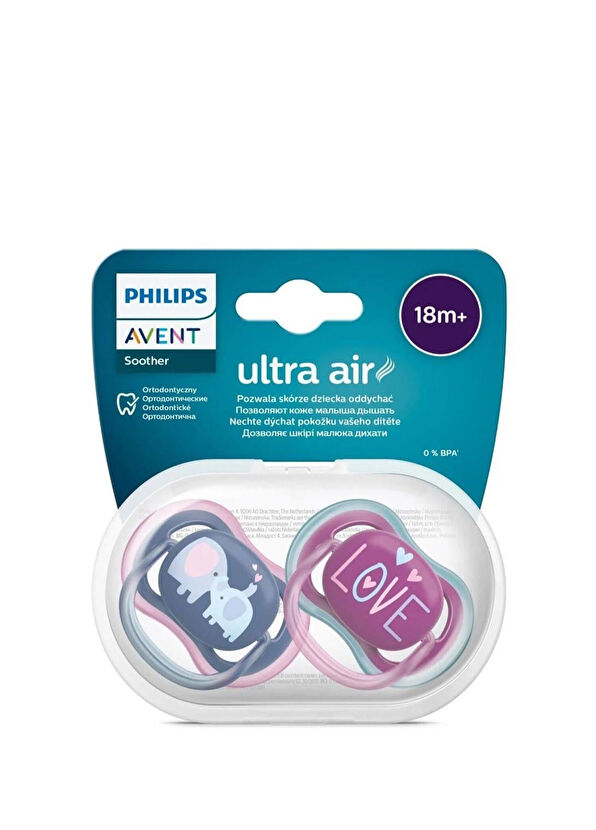 Philips Avent Pembe Mavi Silikon 18+ Ay 2'li Ultra Air Gece Emziği - 3