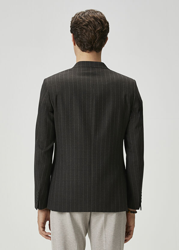 Beymen Club Anthracite Striped Wool Jacket - 4