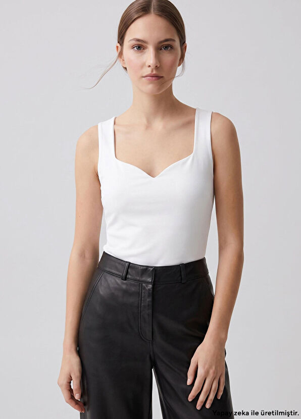 Beymen Club White Sweetheart Tank Top - 1