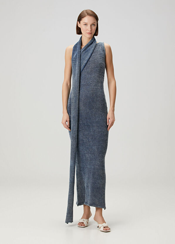 Aya Muse Han Mavi Maksi Triko Elbise - 2