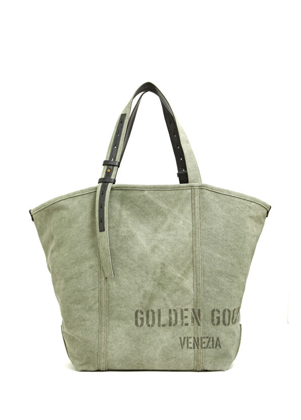 Golden Goose Dark Green Logo Printed Shopping Bag - 1