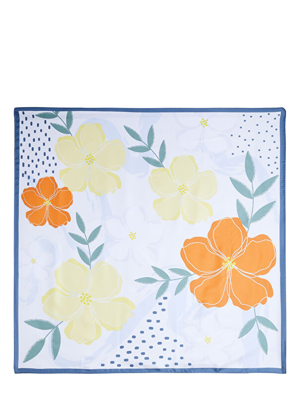 Beymen Club Beyaz Desenli 90x90 Eşarp - 1