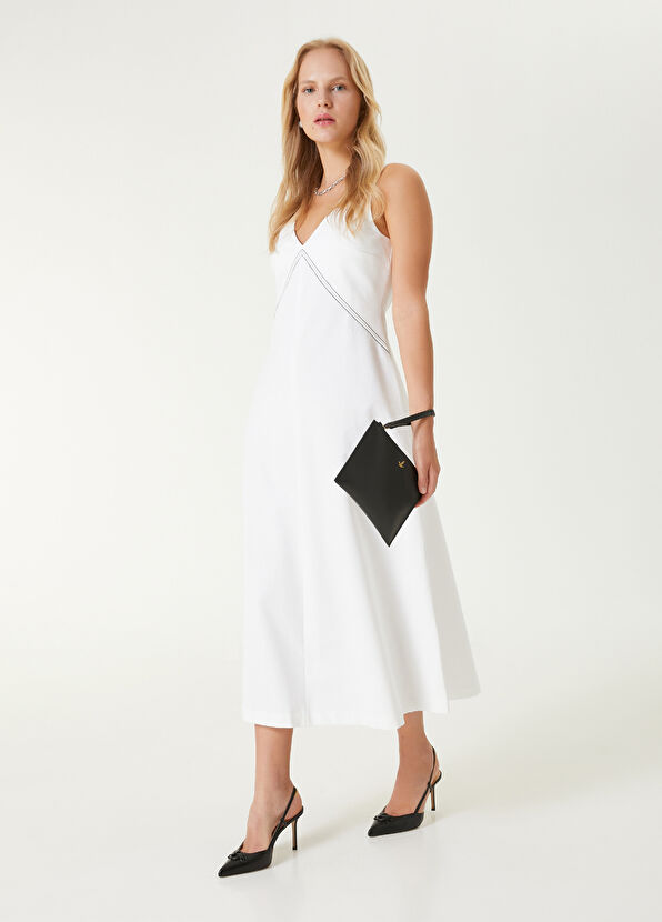 Beymen Club Kırık Beyaz Evaze Midi Elbise - 1