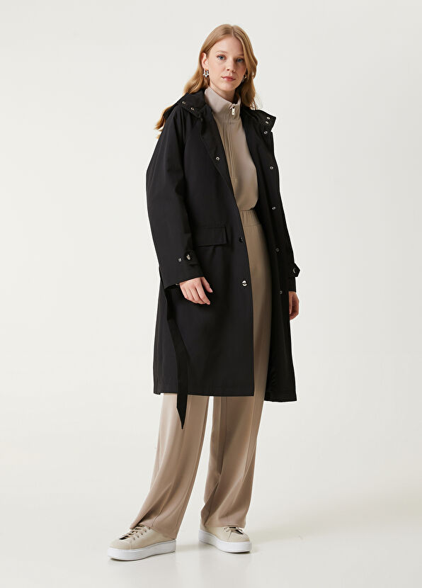 Beymen Club Siyah Kapüşonlu Pardösü - 1