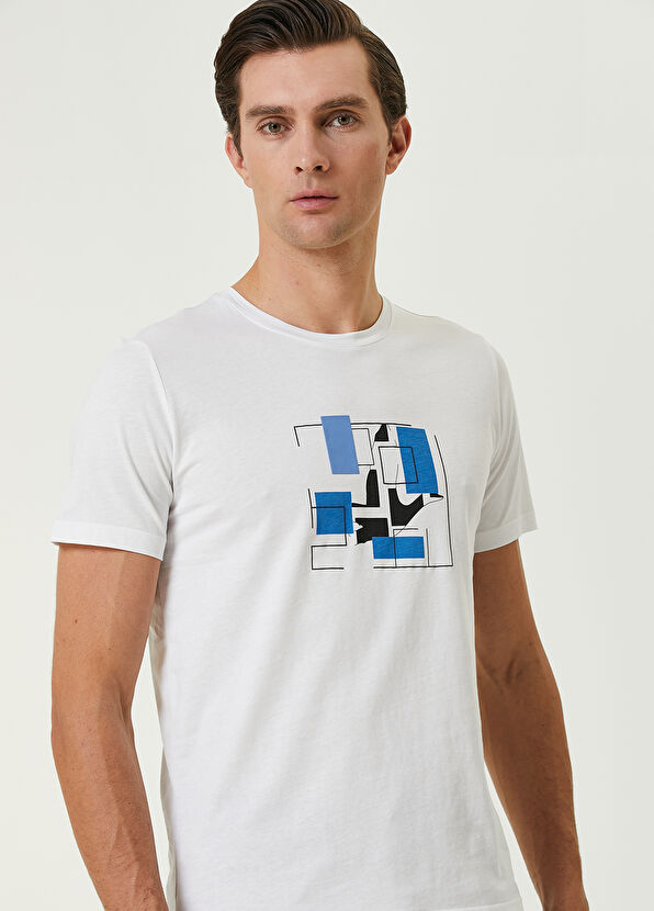 Beymen Club Beyaz Soyut Grafik Kaz Baskılı T-shirt - 2