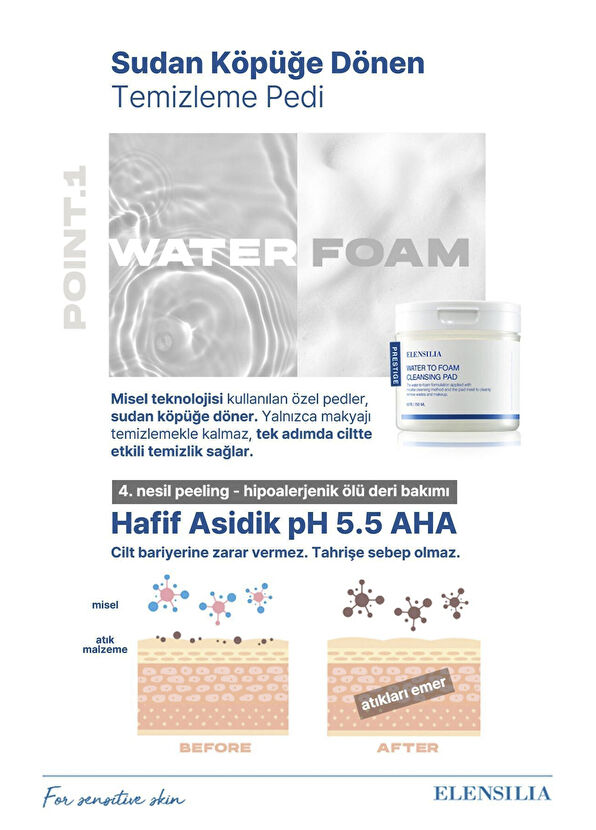 Elensilia Water to Foam Cleansing Pad Micellar Purifying Cleansing Pad 60 Pieces - 3