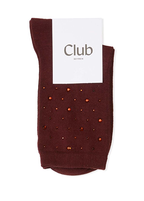 Beymen Club Bordo Taşlı Kadın Soket Çorap - 1