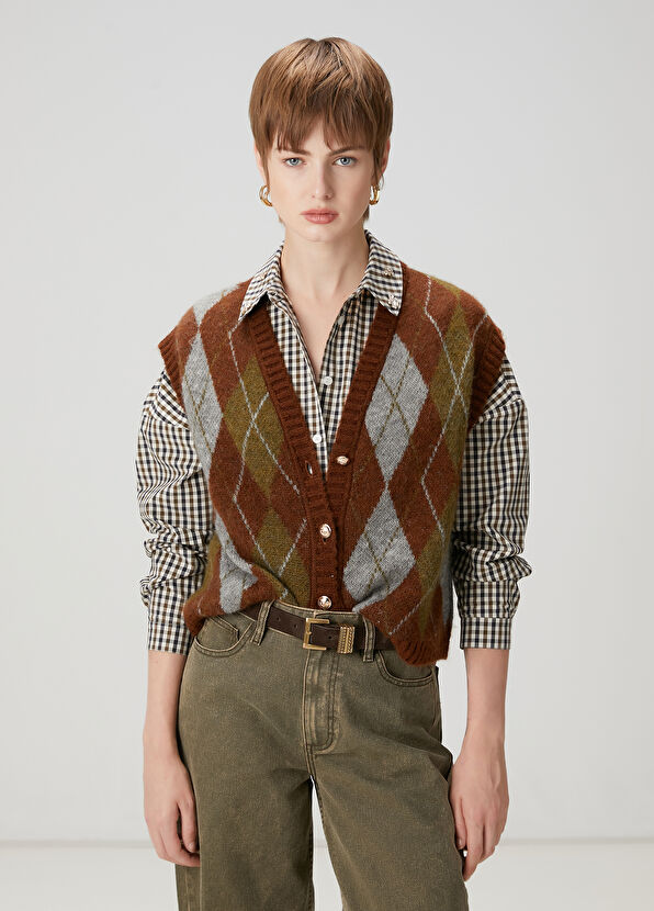 Beymen Club Brown Patterned Knit Vest - 1