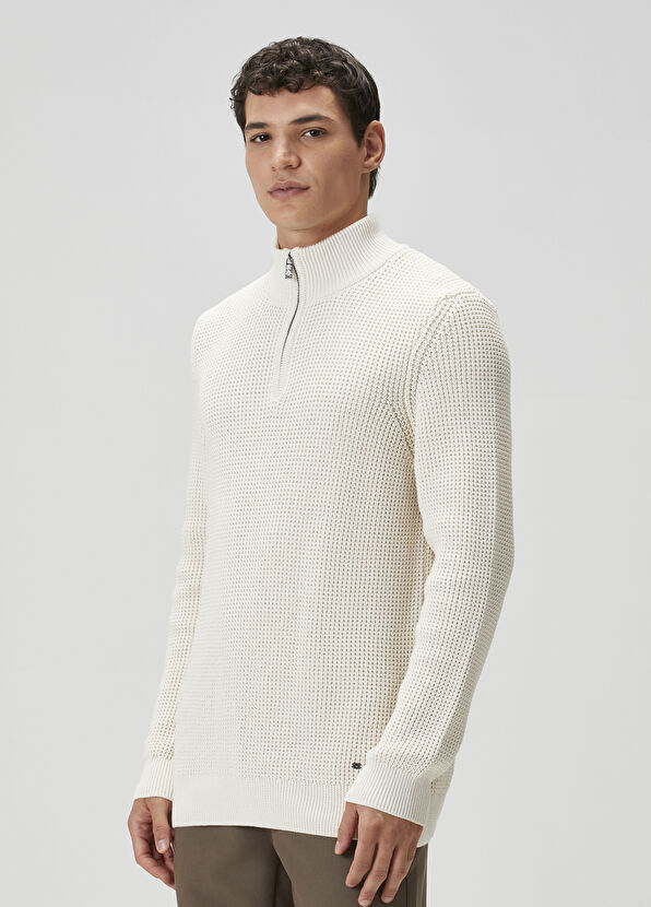 Beymen Club Off-White Collared Zippered Sweater - 4
