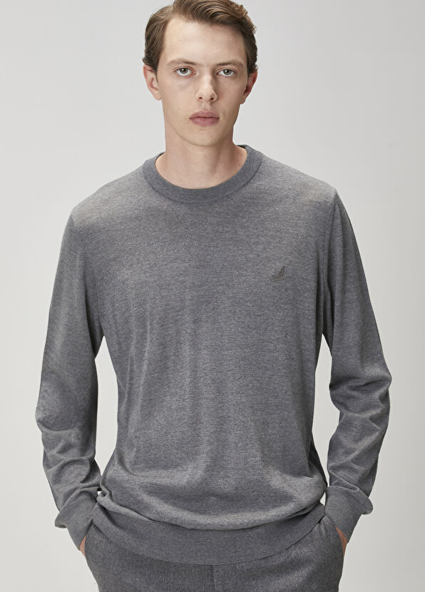 Beymen Club Grey Melange Basic Wool Sweater - 1