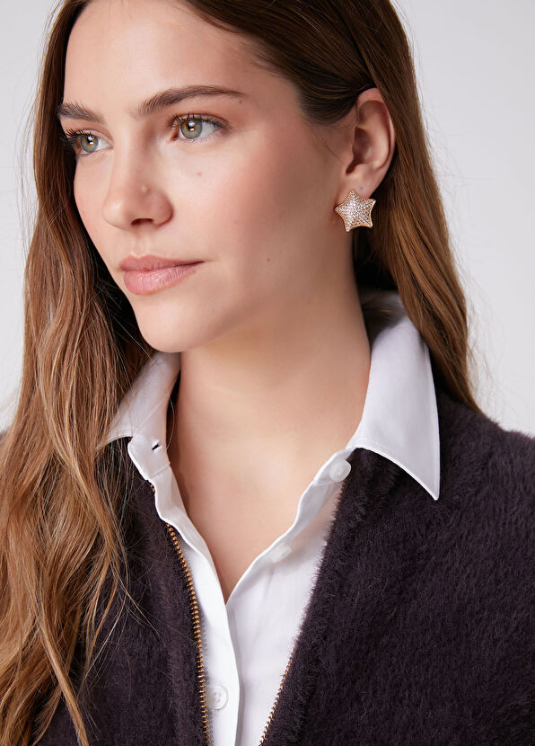 Beymen Club Gold Star Zircon Women's Earrings - 2