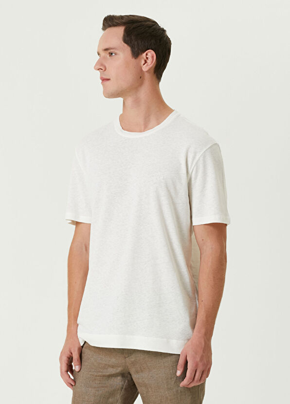 Beymen Club Beyaz Keten T-shirt - 4